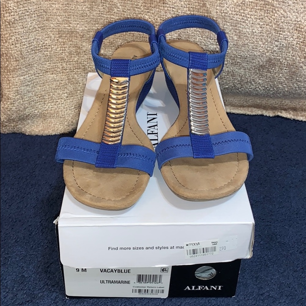 Alfani ultramarine vacay blue sandals from Macy’s